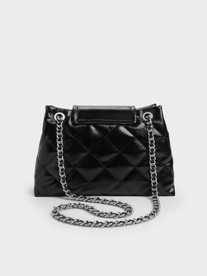 CHARLES & KEITH Latest / Apfra Quilted Shoulder Bag - Noir