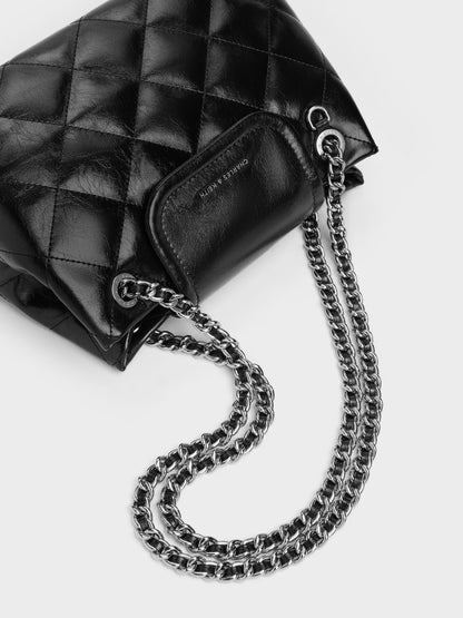 CHARLES & KEITH Latest / Apfra Quilted Shoulder Bag - Noir