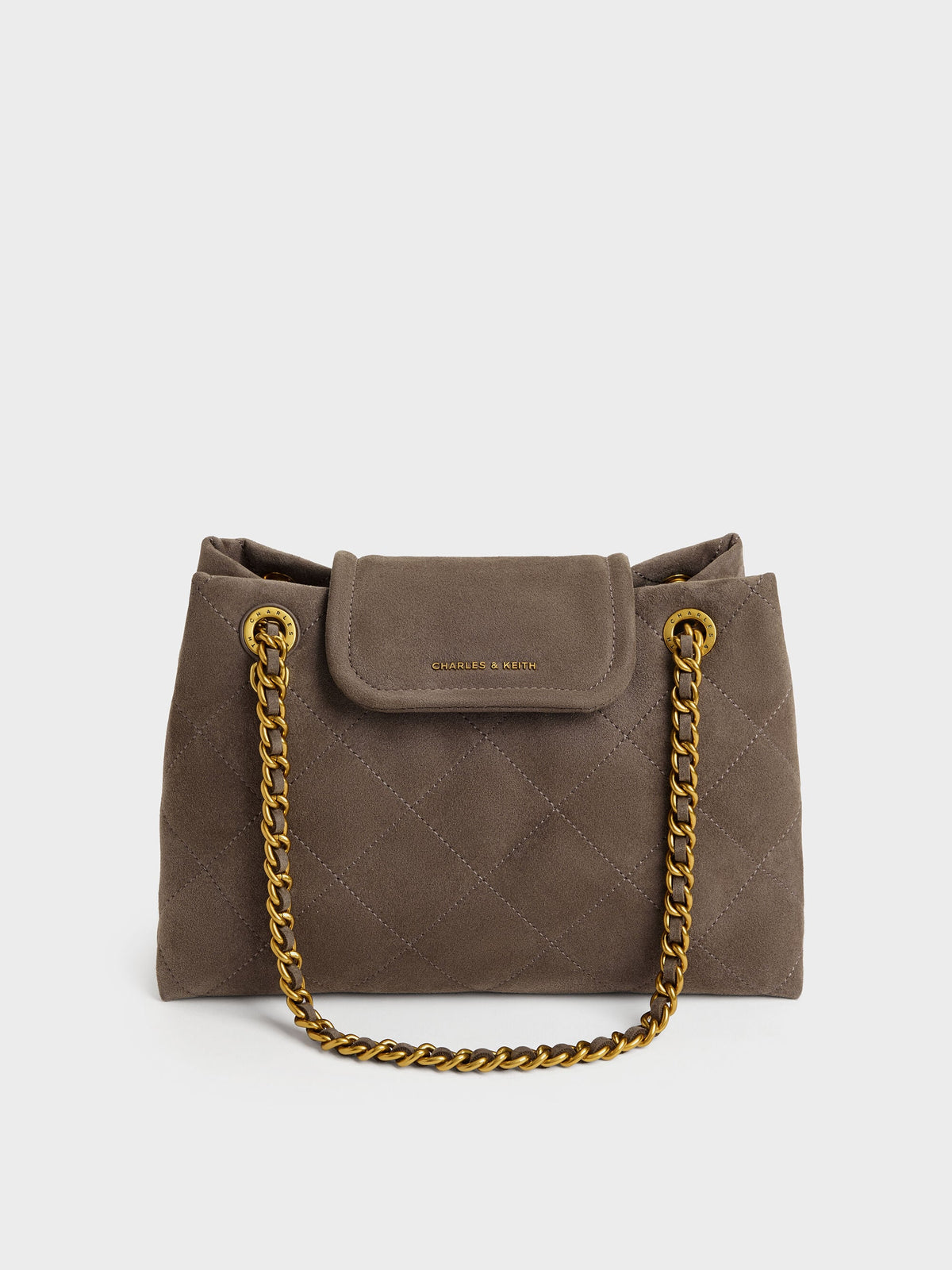 CHARLES & KEITH Smart Buy / Apfra Quilted Shoulder Bag - Stone Grey
