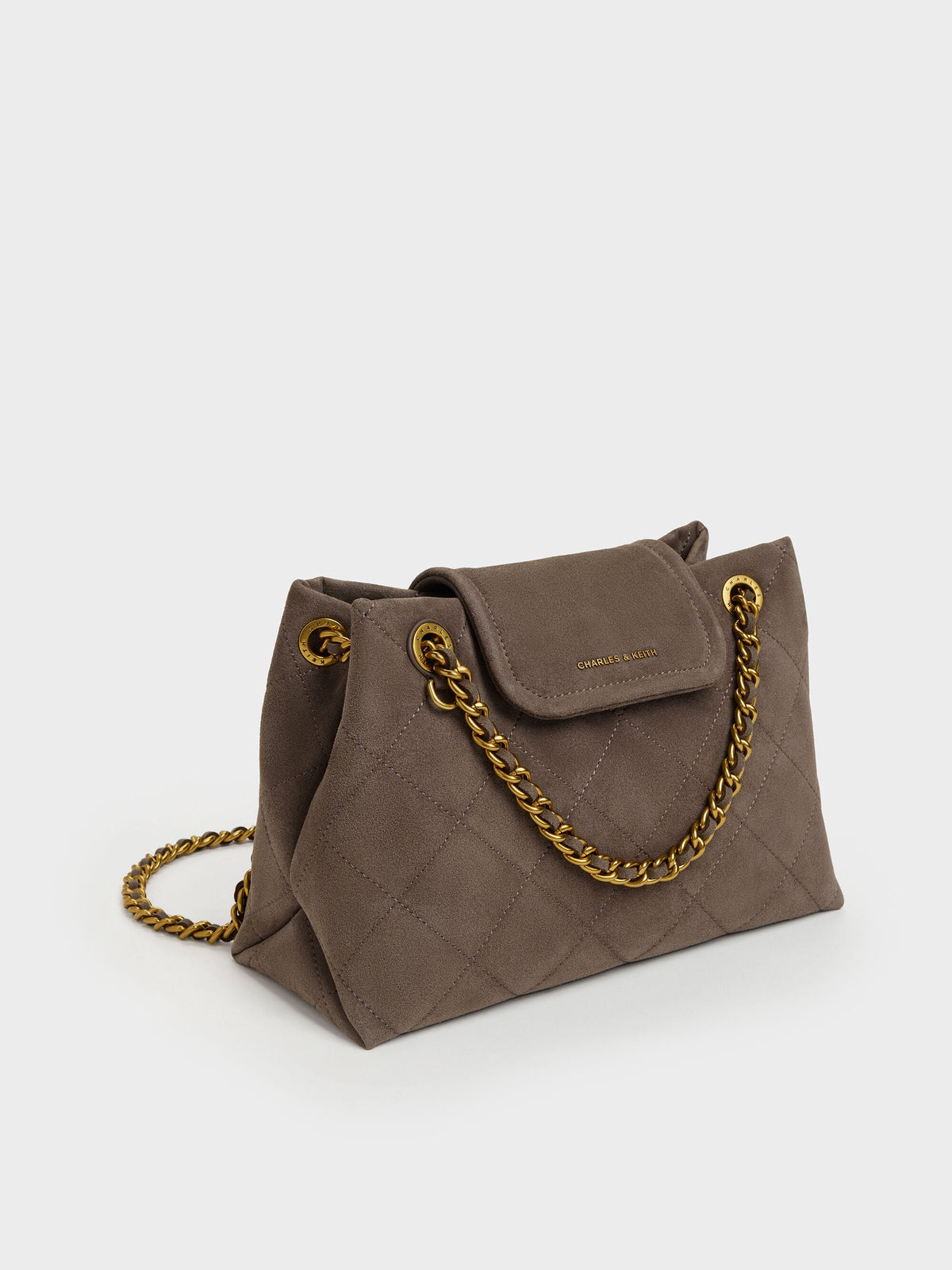 CHARLES & KEITH Smart Buy / Apfra Quilted Shoulder Bag - Stone Grey