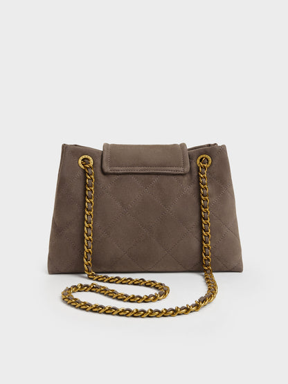 CHARLES & KEITH Smart Buy / Apfra Quilted Shoulder Bag - Stone Grey