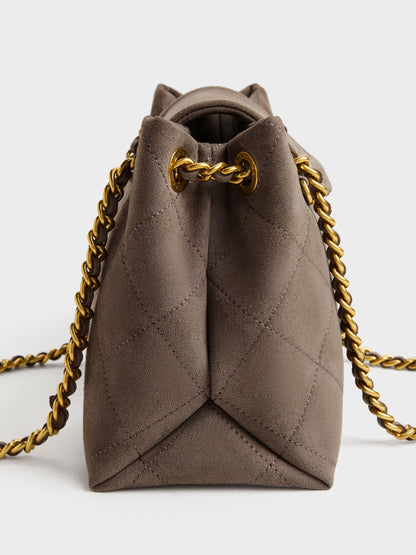 CHARLES & KEITH Smart Buy / Apfra Quilted Shoulder Bag - Stone Grey