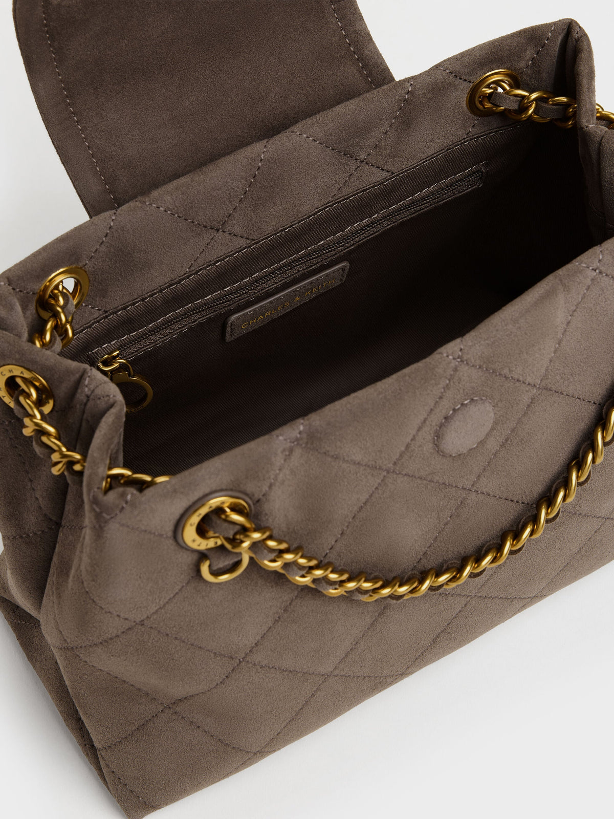 CHARLES & KEITH Smart Buy / Apfra Quilted Shoulder Bag - Stone Grey