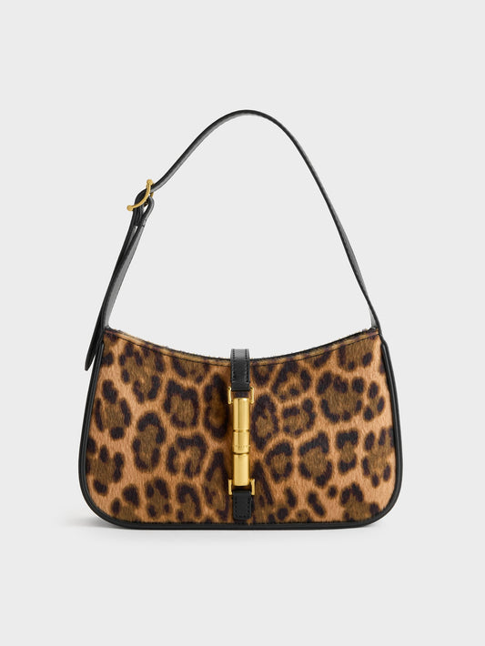 CHARLES & KEITH Value / Cesia Leopard-Print Metallic-Accent Shoulder Bag - Multi
