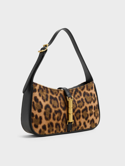 CHARLES & KEITH Value / Cesia Leopard-Print Metallic-Accent Shoulder Bag - Multi