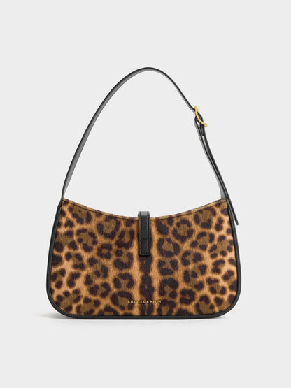 CHARLES & KEITH Value / Cesia Leopard-Print Metallic-Accent Shoulder Bag - Multi