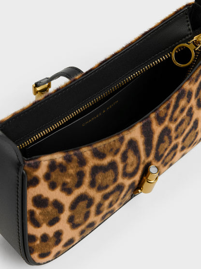 CHARLES & KEITH Value / Cesia Leopard-Print Metallic-Accent Shoulder Bag - Multi