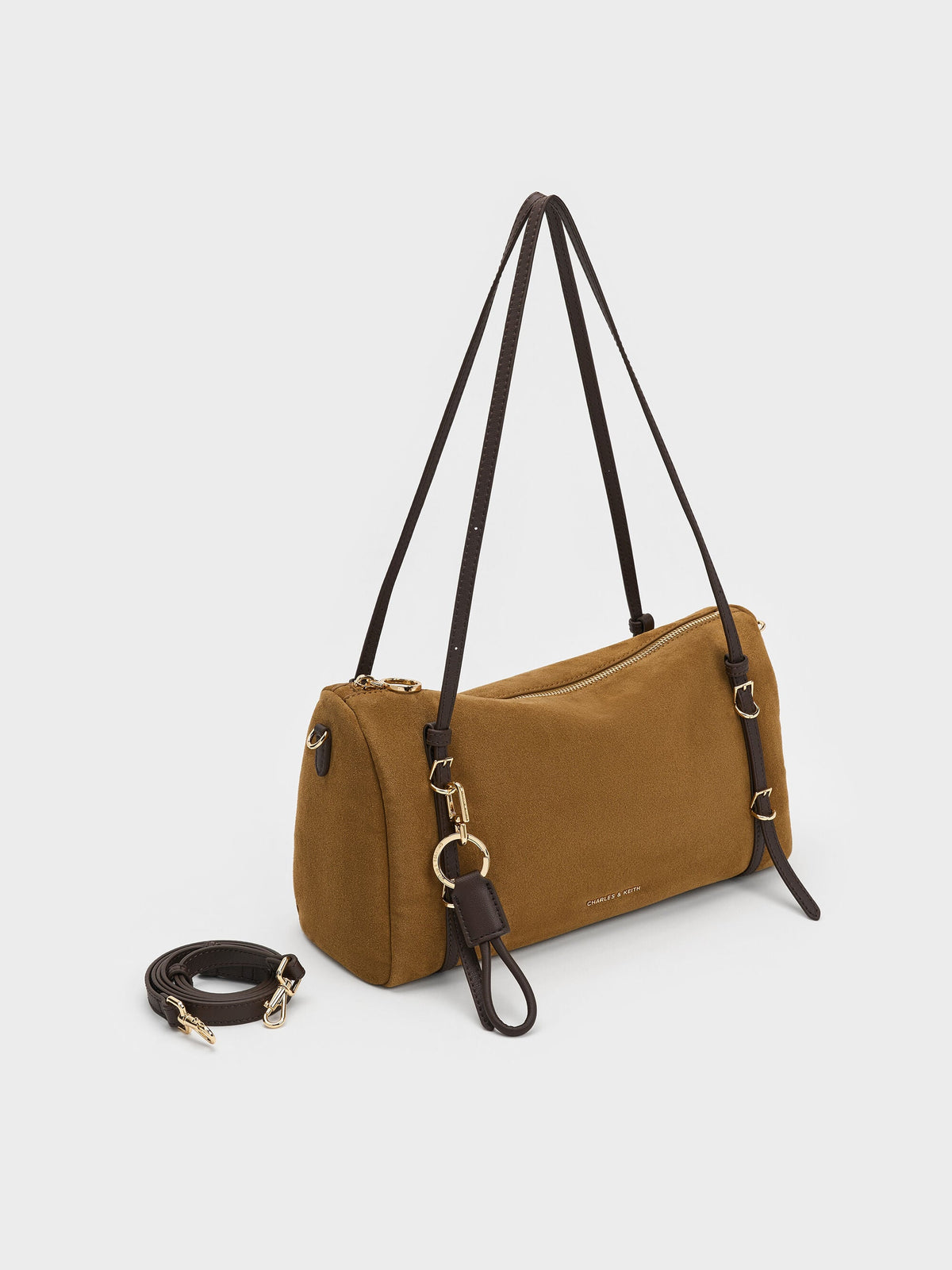 CHARLES & KEITH Classic / Levy Two-Tone Shoulder Bag - Sahara Sand