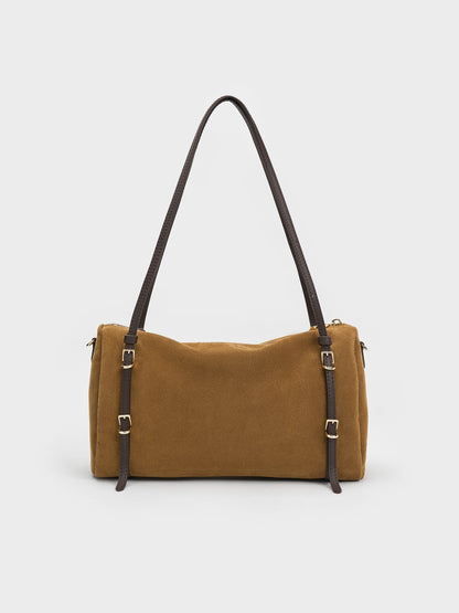 CHARLES & KEITH Classic / Levy Two-Tone Shoulder Bag - Sahara Sand