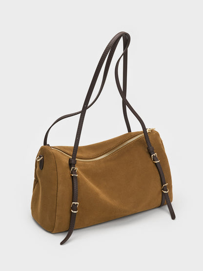 CHARLES & KEITH Classic / Levy Two-Tone Shoulder Bag - Sahara Sand