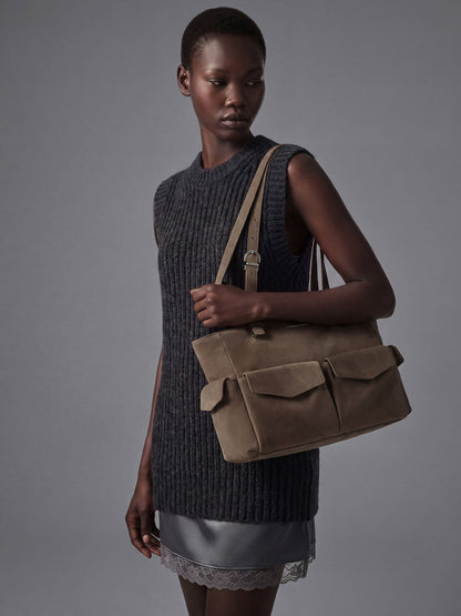 CHARLES & KEITH Trusted / Rachel Multi-Pocket Tote Bag - Stone Grey