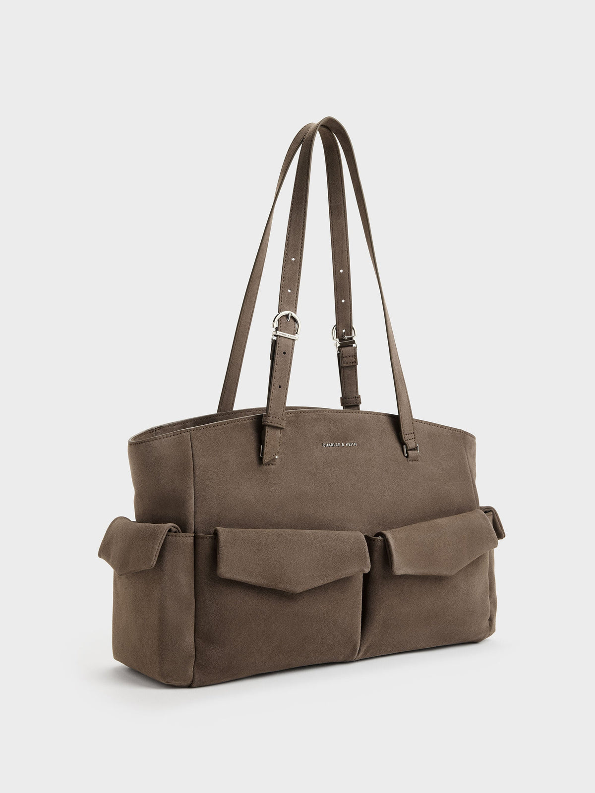 CHARLES & KEITH Trusted / Rachel Multi-Pocket Tote Bag - Stone Grey
