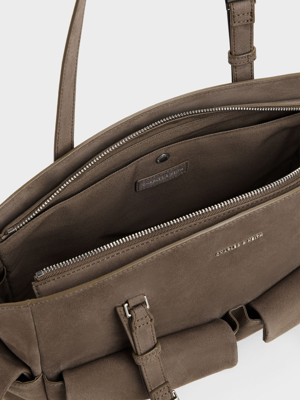 CHARLES & KEITH Trusted / Rachel Multi-Pocket Tote Bag - Stone Grey