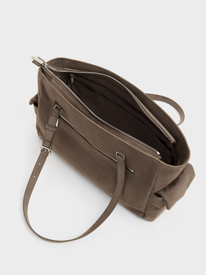 CHARLES & KEITH Trusted / Rachel Multi-Pocket Tote Bag - Stone Grey