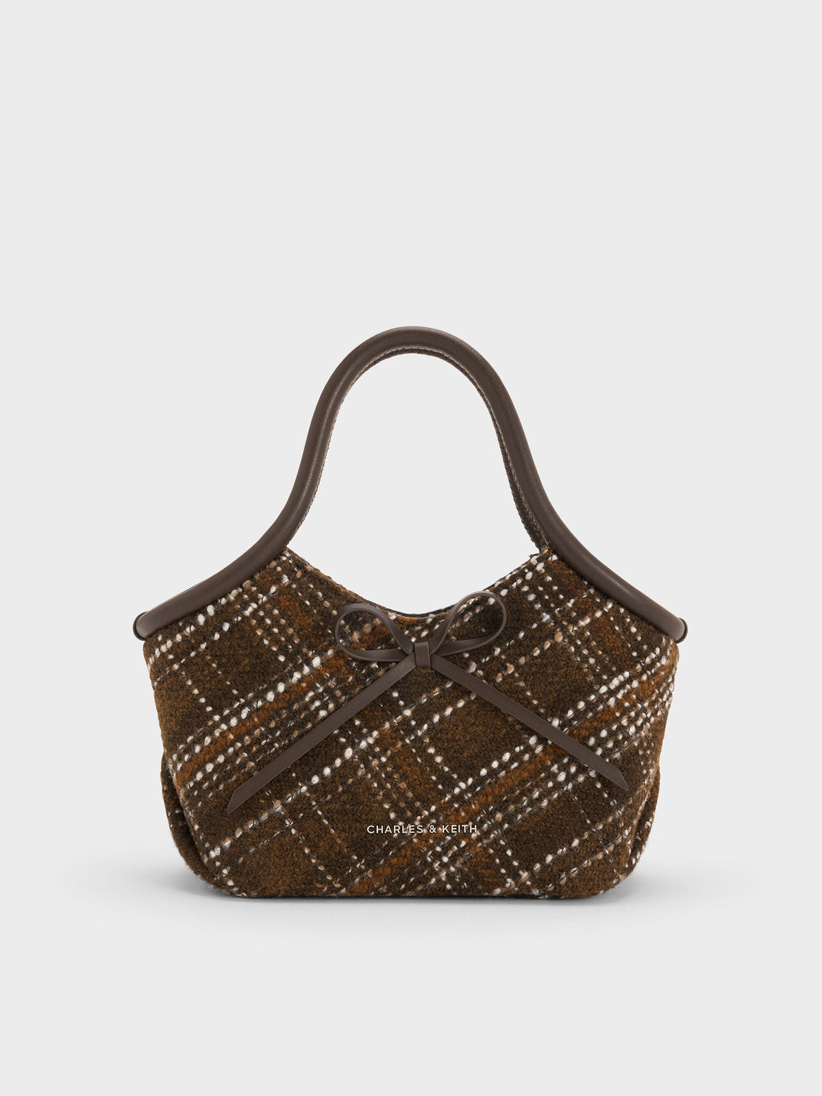 CHARLES & KEITH Popular / Hazel Checkered Bow Tubular Top Handle Bag - Multi