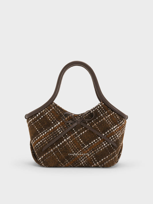 CHARLES & KEITH Popular / Hazel Checkered Bow Tubular Top Handle Bag - Multi