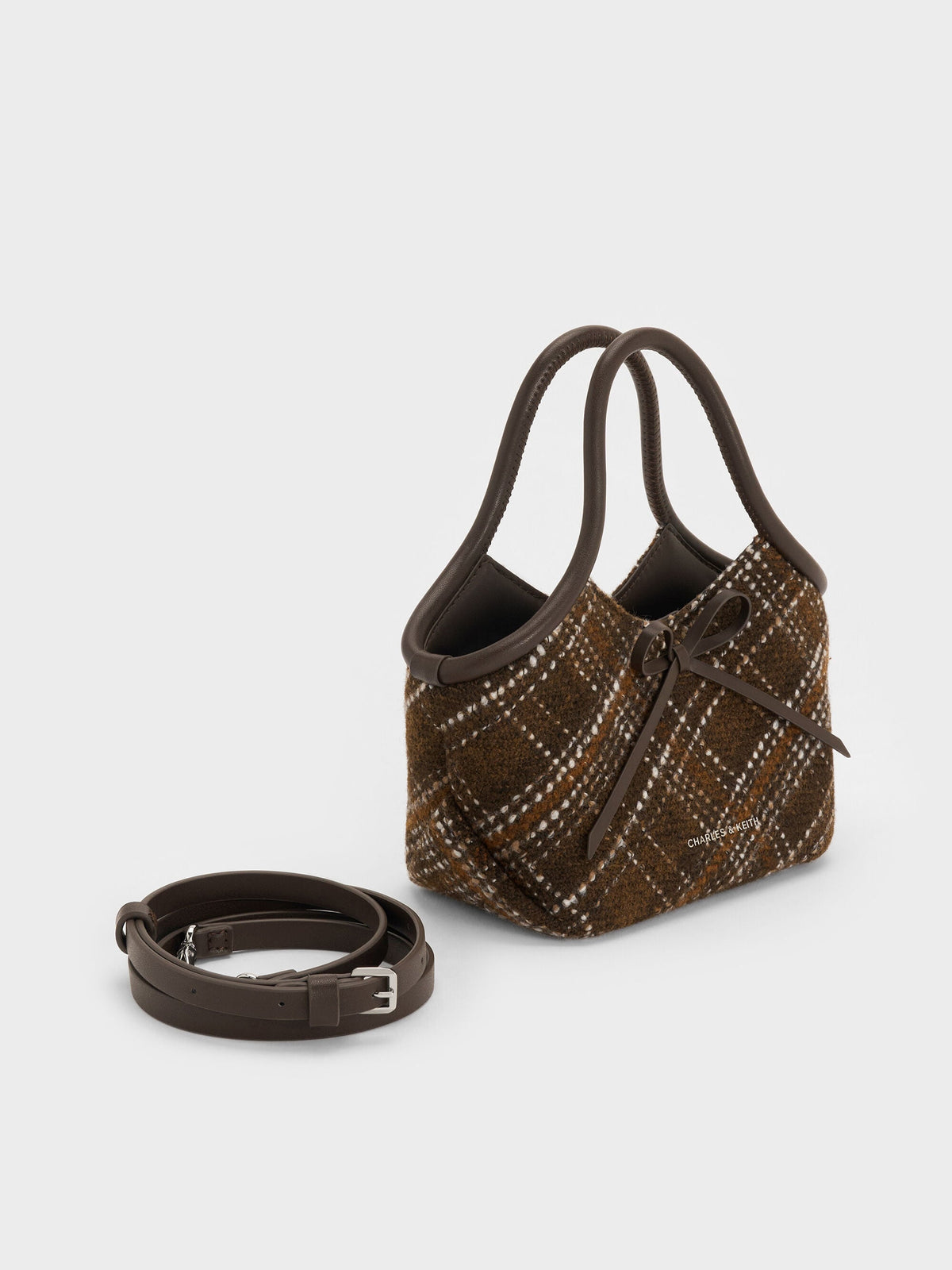 CHARLES & KEITH Popular / Hazel Checkered Bow Tubular Top Handle Bag - Multi