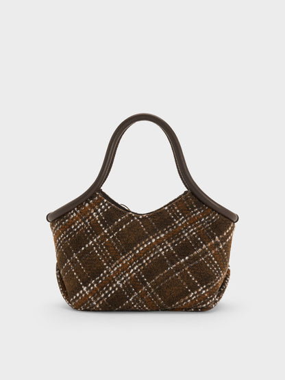 CHARLES & KEITH Popular / Hazel Checkered Bow Tubular Top Handle Bag - Multi