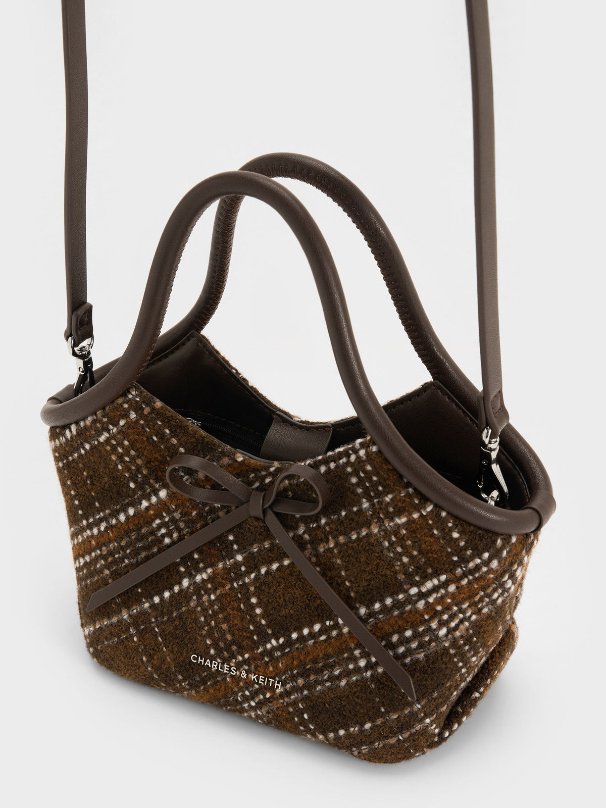 CHARLES & KEITH Popular / Hazel Checkered Bow Tubular Top Handle Bag - Multi