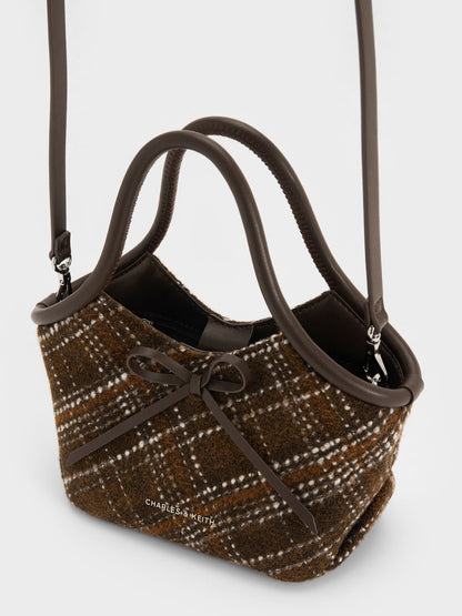 CHARLES & KEITH Popular / Hazel Checkered Bow Tubular Top Handle Bag - Multi