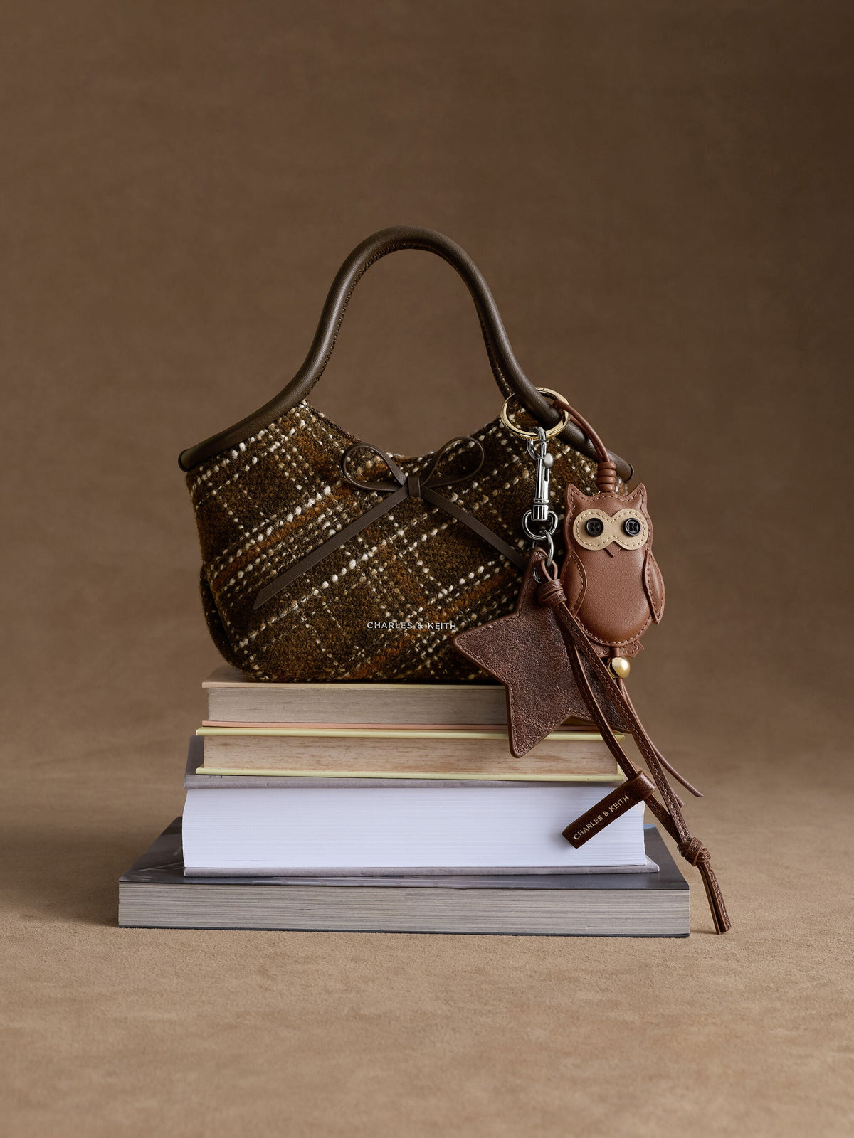 CHARLES & KEITH Popular / Hazel Checkered Bow Tubular Top Handle Bag - Multi