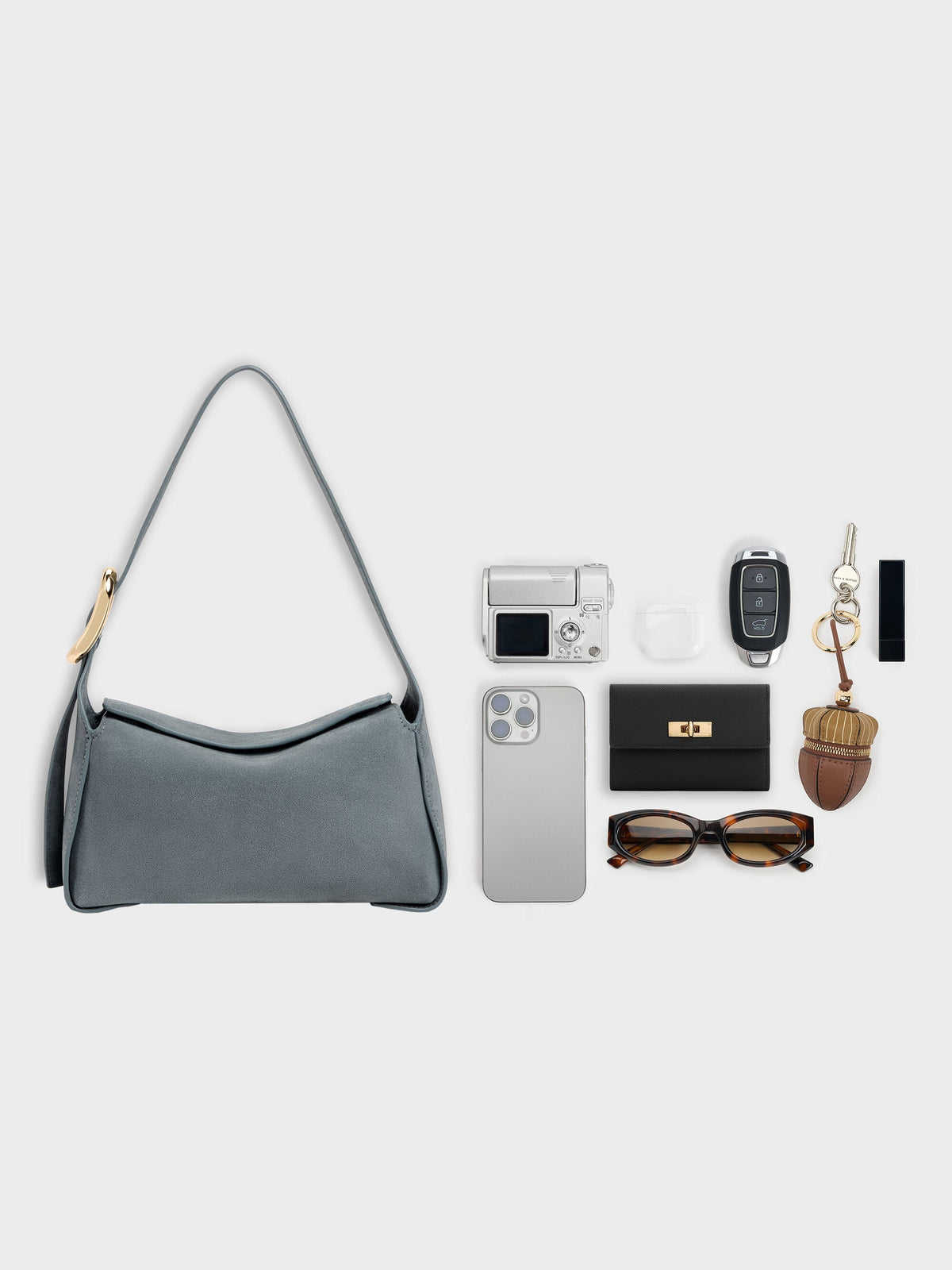 CHARLES & KEITH Premium / Aislin Shoulder Bag - Smoky Blue