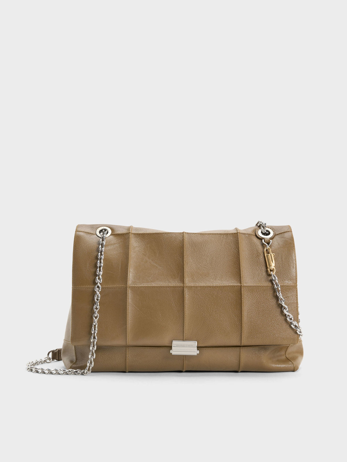 CHARLES & KEITH Value / Large Delfina Quilted Chain-Strap Shoulder Bag - Walnut Brown