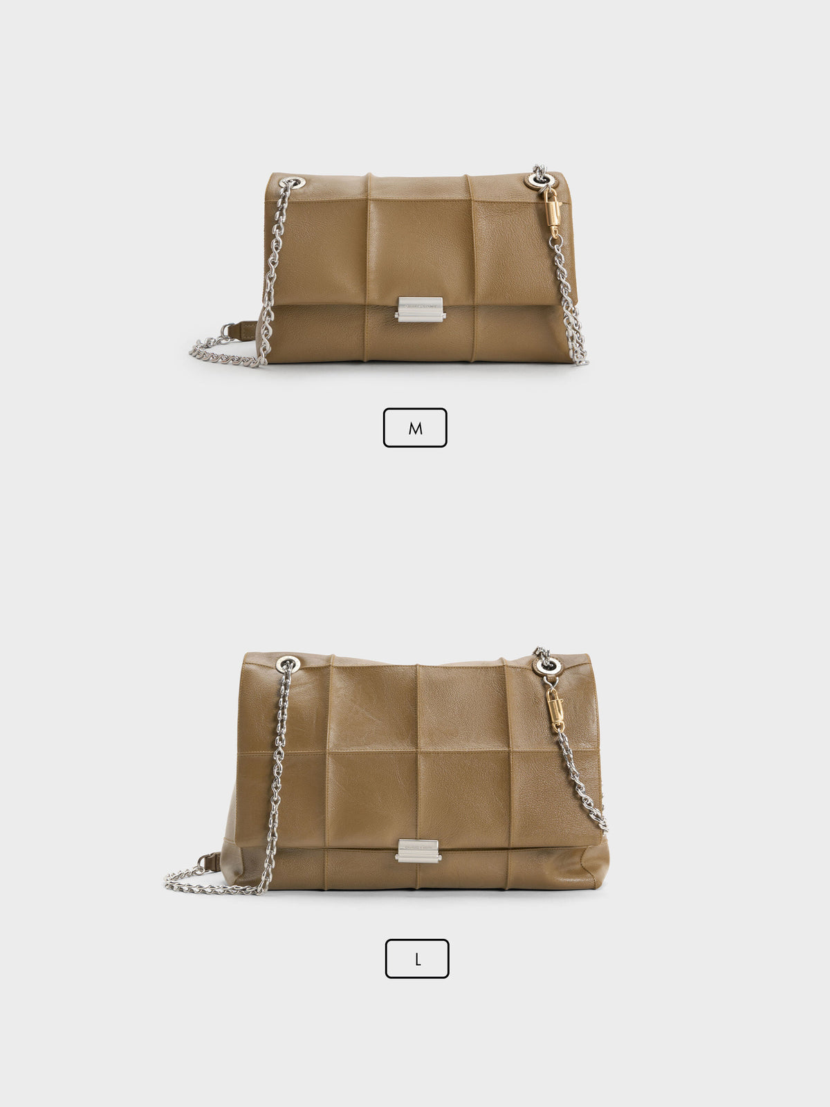 CHARLES & KEITH Value / Large Delfina Quilted Chain-Strap Shoulder Bag - Walnut Brown