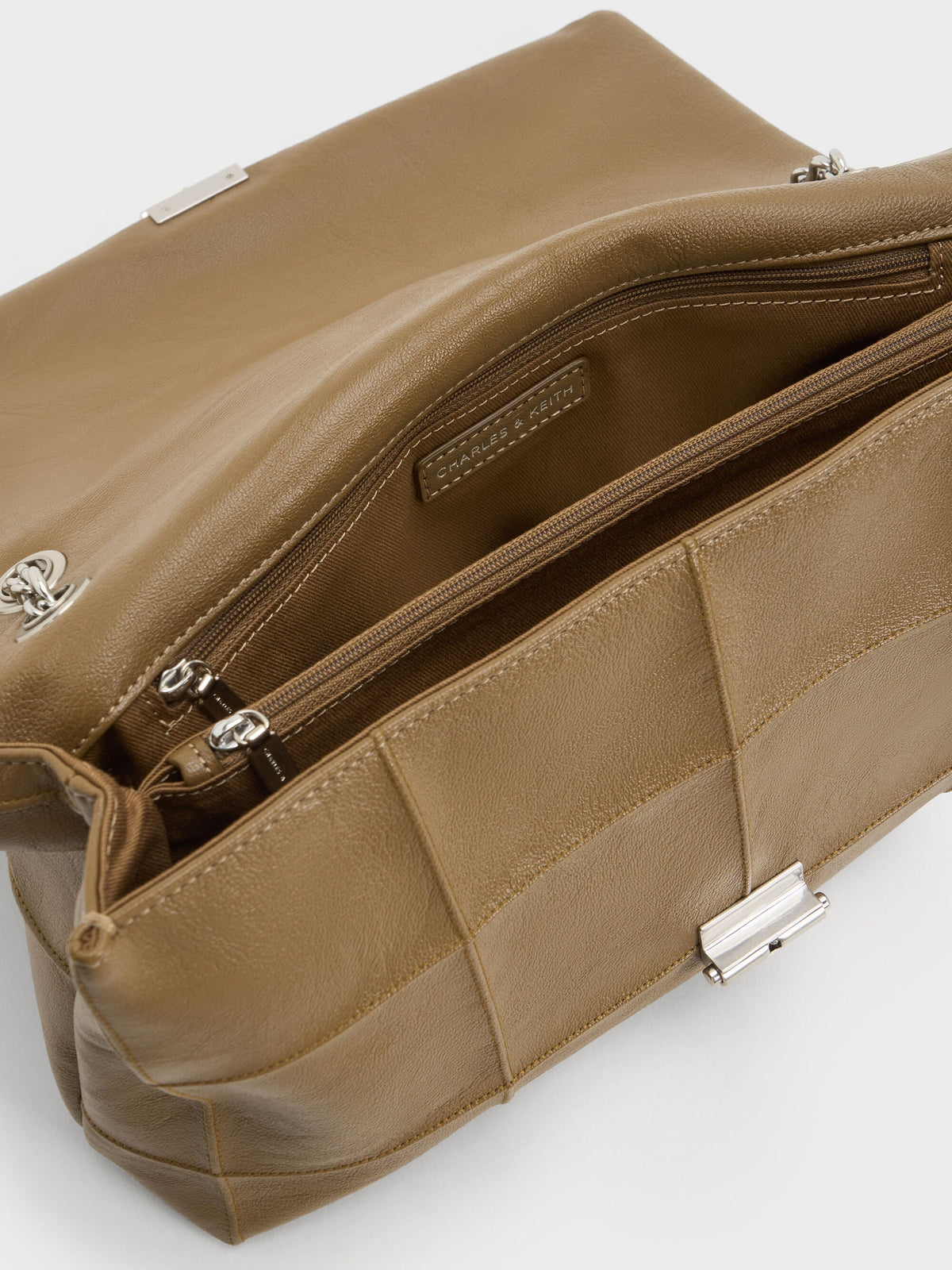 CHARLES & KEITH Value / Large Delfina Quilted Chain-Strap Shoulder Bag - Walnut Brown