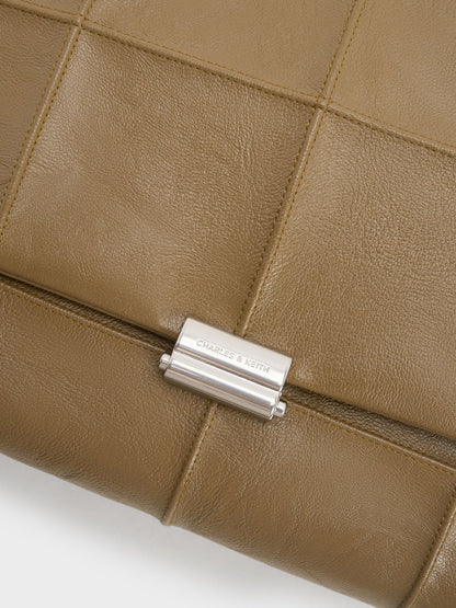 CHARLES & KEITH Value / Large Delfina Quilted Chain-Strap Shoulder Bag - Walnut Brown