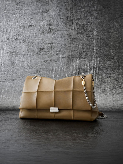 CHARLES & KEITH Value / Large Delfina Quilted Chain-Strap Shoulder Bag - Walnut Brown