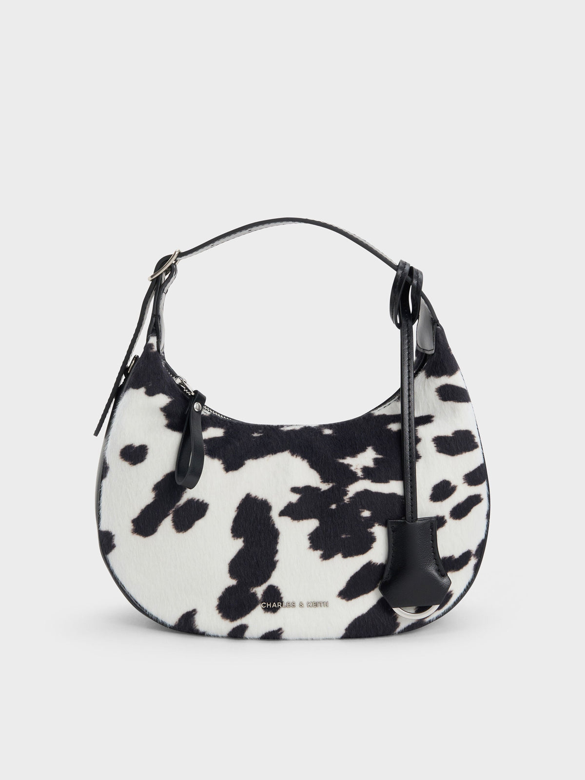 CHARLES & KEITH New / Vega Furry Cow-Print Hobo Bag - Multi
