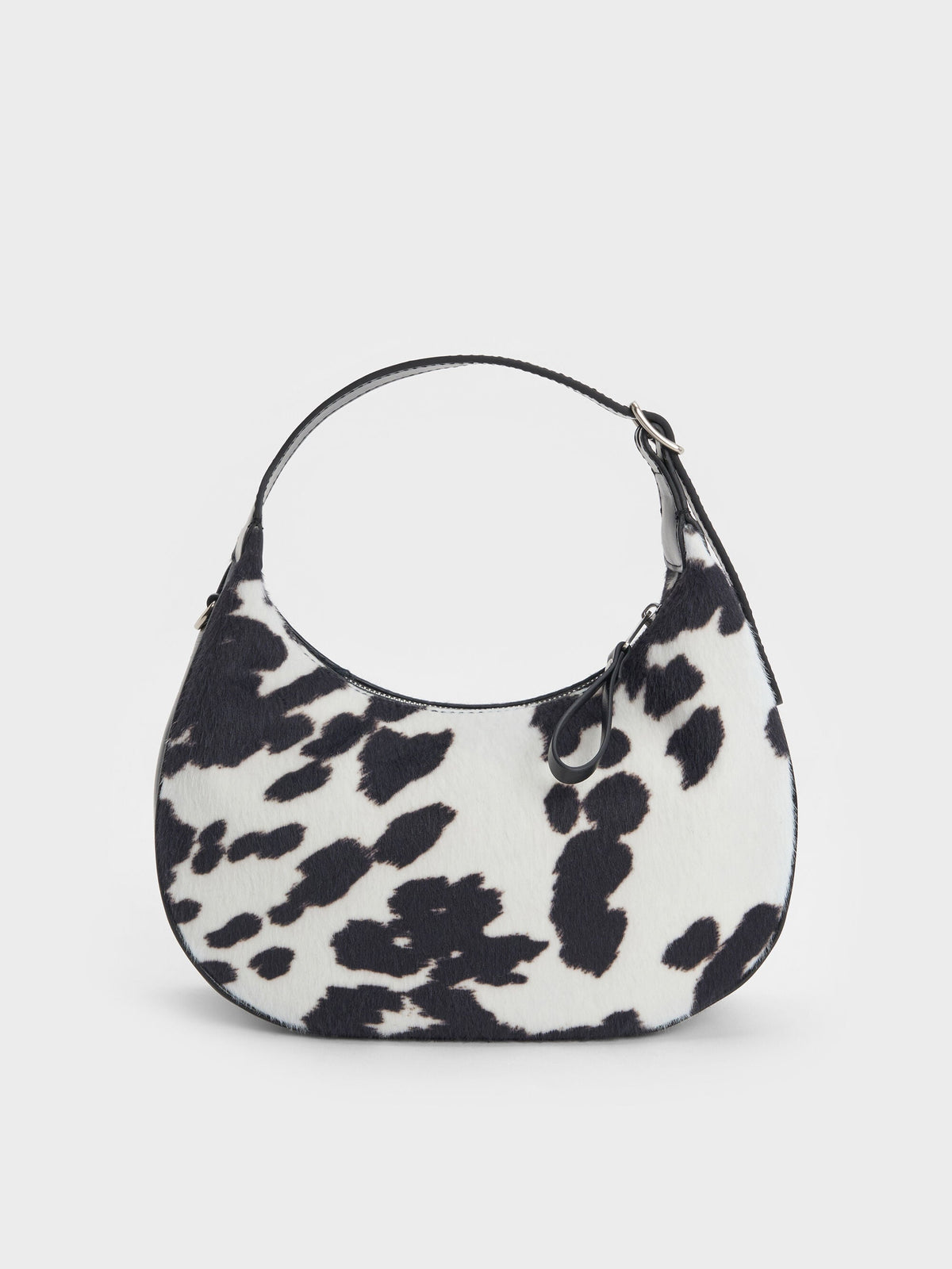 CHARLES & KEITH New / Vega Furry Cow-Print Hobo Bag - Multi