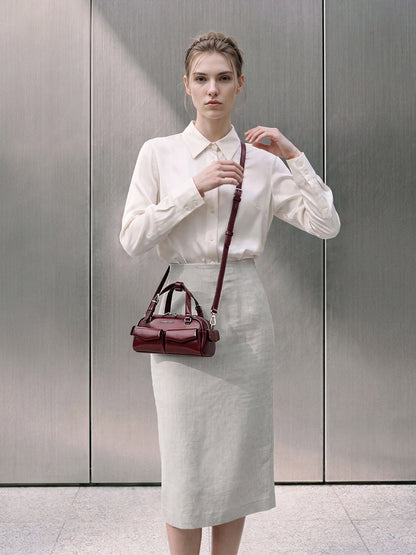CHARLES & KEITH Premium / Rachel Multi-Pocket Bowling Bag - Burgundy