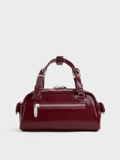 CHARLES & KEITH Premium / Rachel Multi-Pocket Bowling Bag - Burgundy