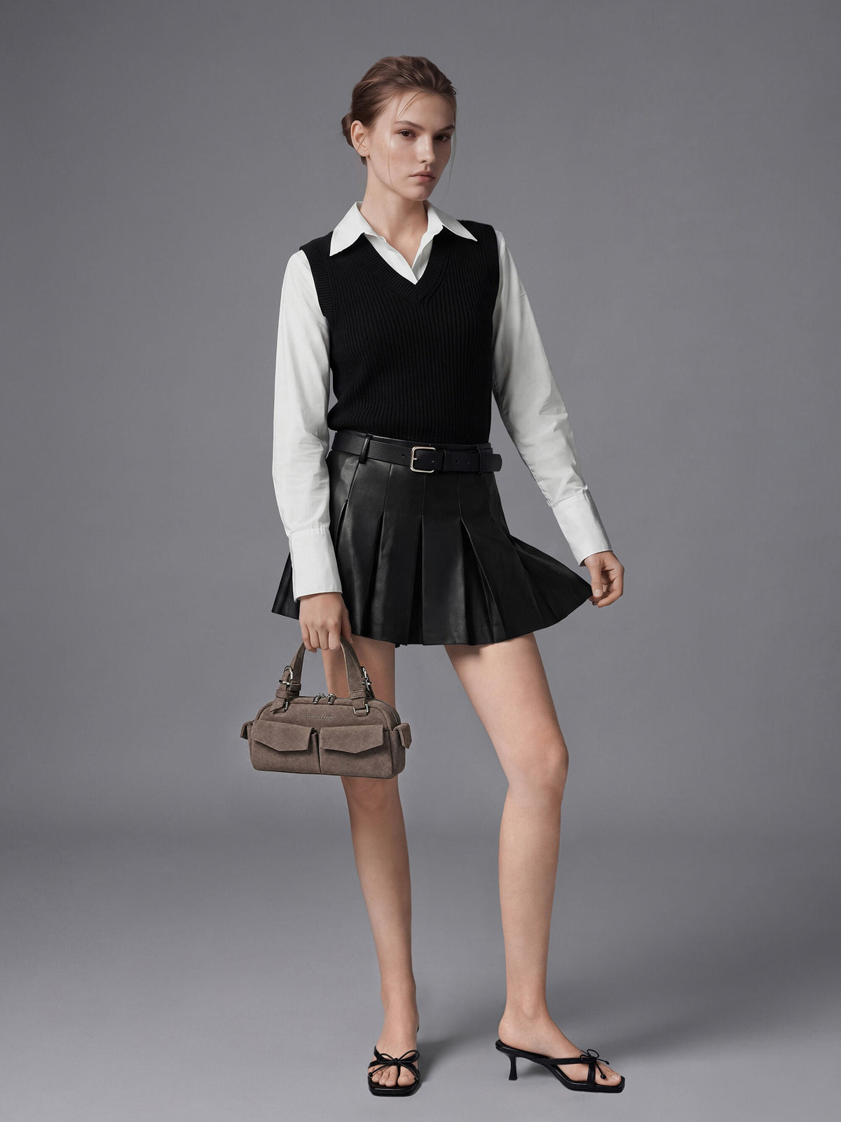 CHARLES & KEITH Featured / Rachel Multi-Pocket Bowling Bag - Stone Grey