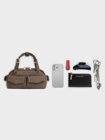 CHARLES & KEITH Featured / Rachel Multi-Pocket Bowling Bag - Stone Grey