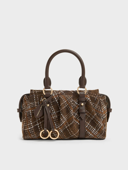 CHARLES & KEITH Customer Favorite / Britton Checkered Top Handle Tote Bag - Multi