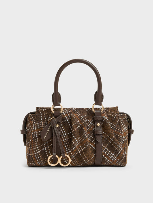 CHARLES & KEITH Customer Favorite / Britton Checkered Top Handle Tote Bag - Multi