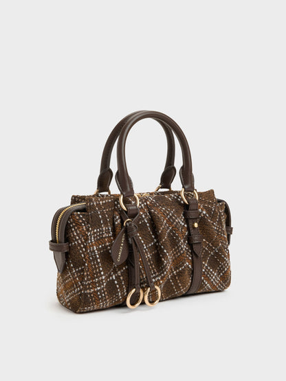 CHARLES & KEITH Customer Favorite / Britton Checkered Top Handle Tote Bag - Multi