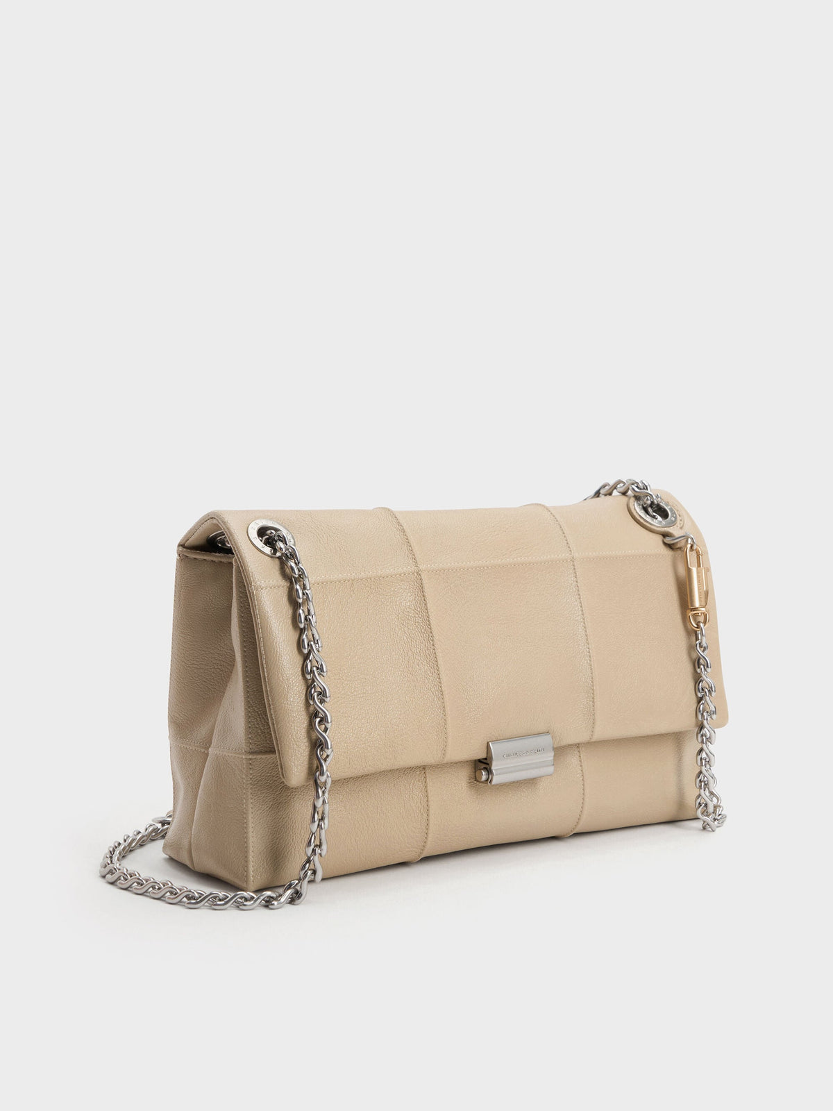 CHARLES & KEITH Smart Buy / Delfina Quilted Chain-Strap Shoulder Bag - Sand Beige