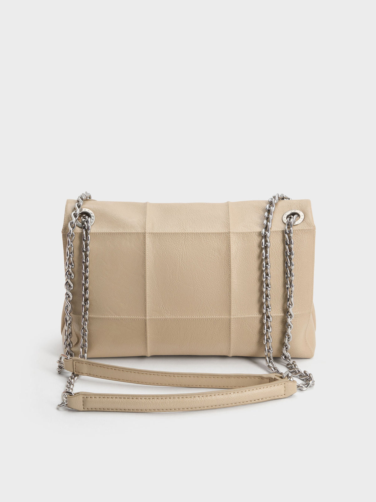 CHARLES & KEITH Smart Buy / Delfina Quilted Chain-Strap Shoulder Bag - Sand Beige