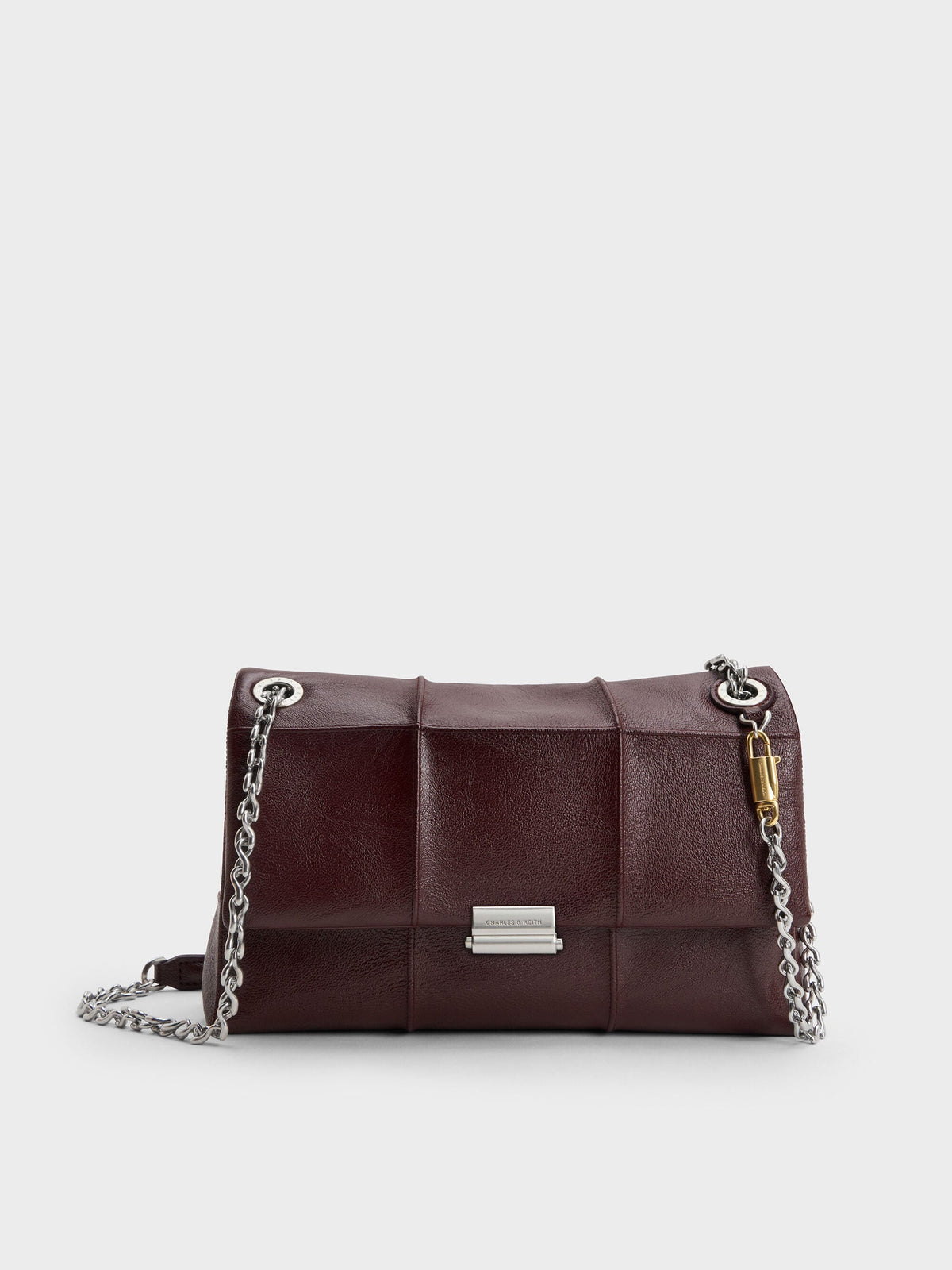 CHARLES & KEITH Exclusive / Delfina Quilted Chain-Strap Shoulder Bag - Wineberry Red