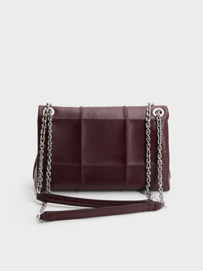 CHARLES & KEITH Exclusive / Delfina Quilted Chain-Strap Shoulder Bag - Wineberry Red