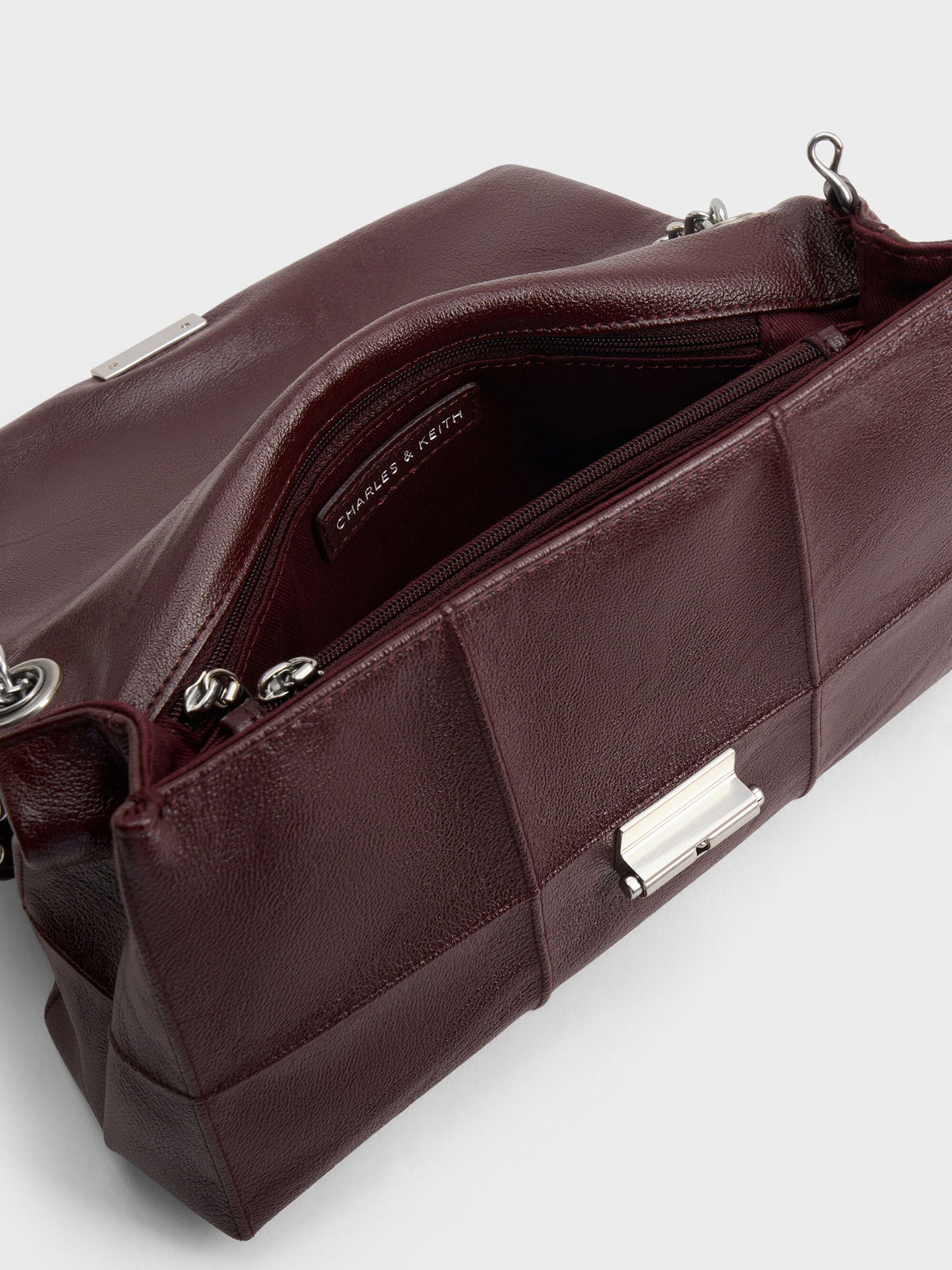 CHARLES & KEITH Exclusive / Delfina Quilted Chain-Strap Shoulder Bag - Wineberry Red