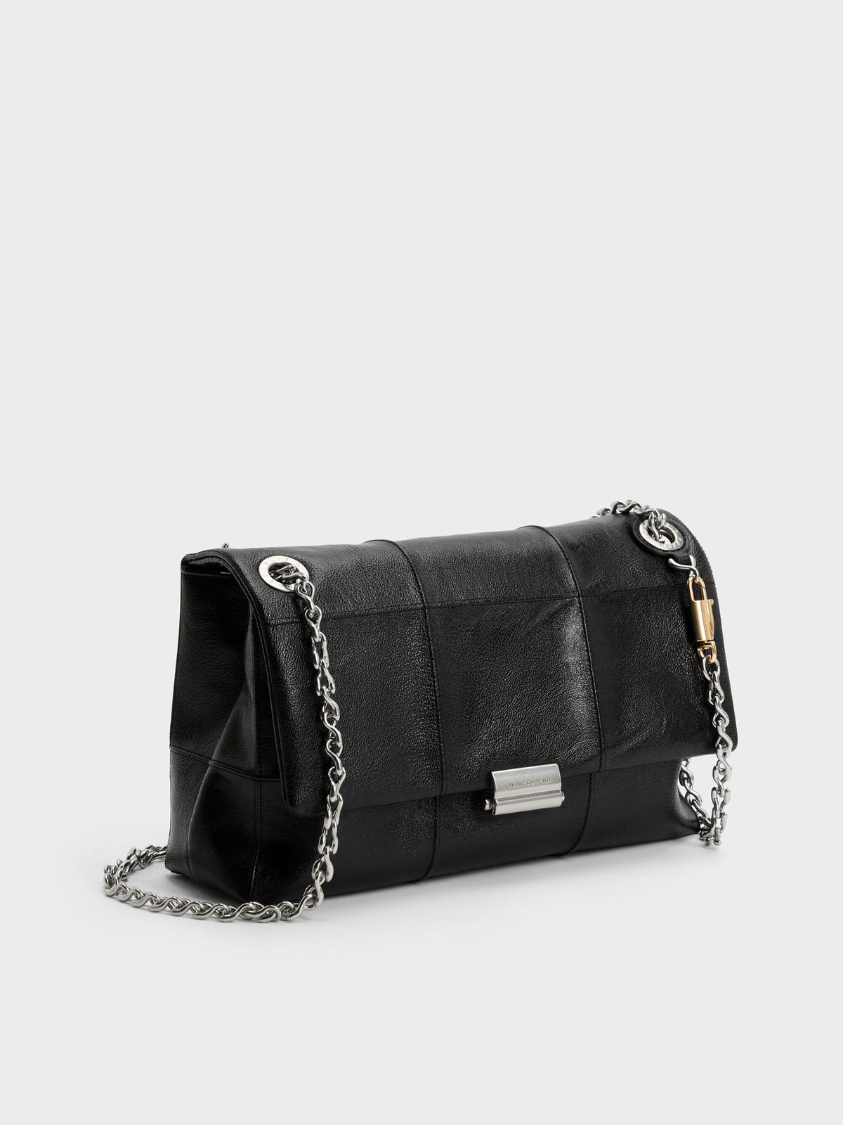 CHARLES & KEITH Hot Sale / Delfina Quilted Chain-Strap Shoulder Bag - Black