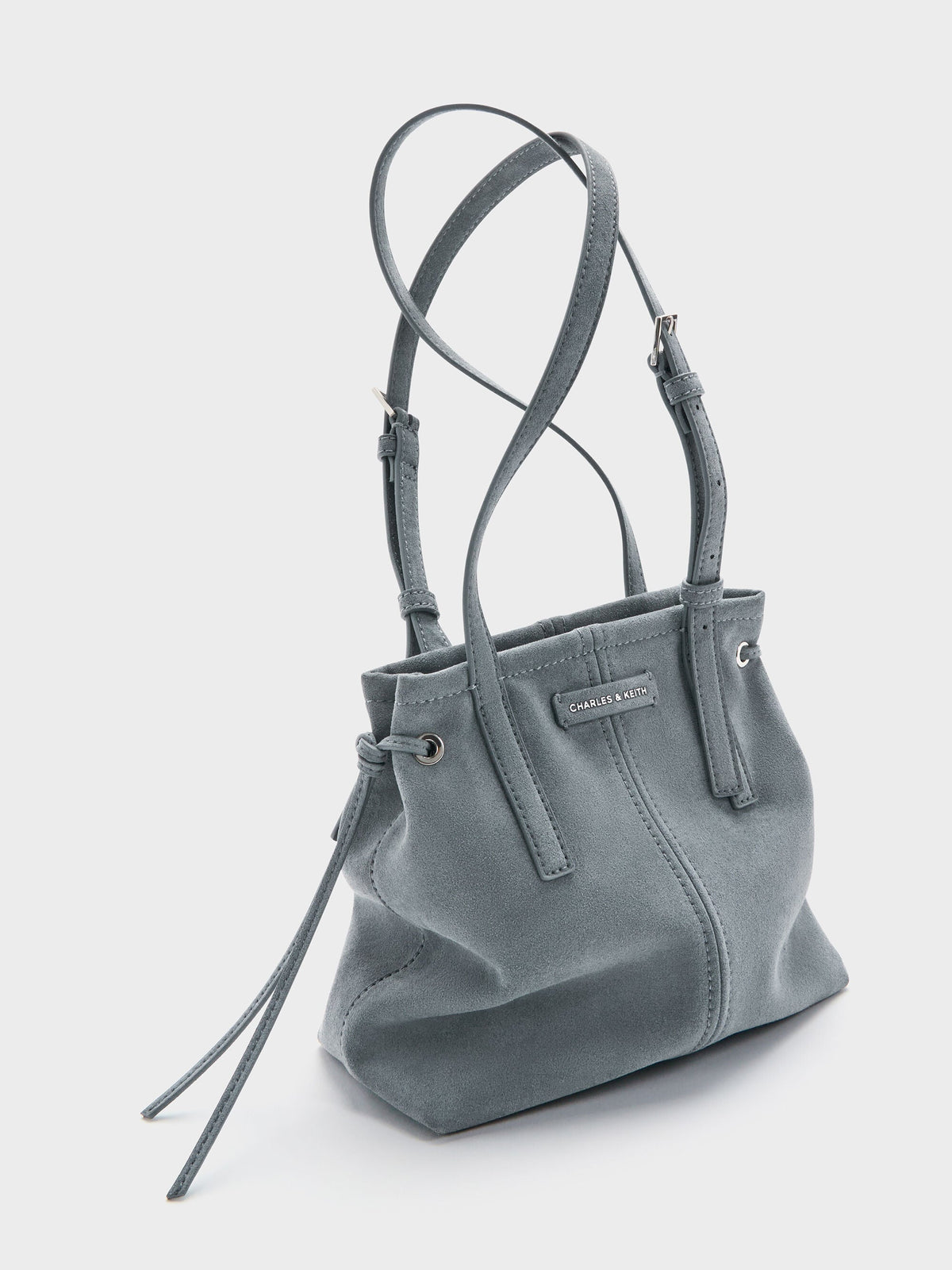 CHARLES & KEITH Customer Favorite / Noane Elongated-Handle Tote Bag - Smoky Blue