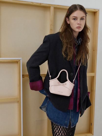 CHARLES & KEITH Hot Sale / Hazel Bow Tubular Top Handle Bag - Soft Pink