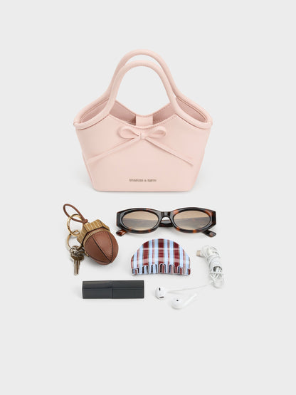 CHARLES & KEITH Hot Sale / Hazel Bow Tubular Top Handle Bag - Soft Pink