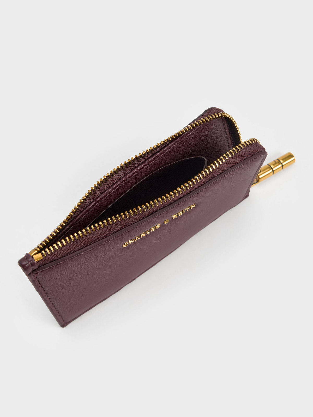 CHARLES & KEITH Trusted / Cesia Zip-Around Card Holder - Wineberry Red